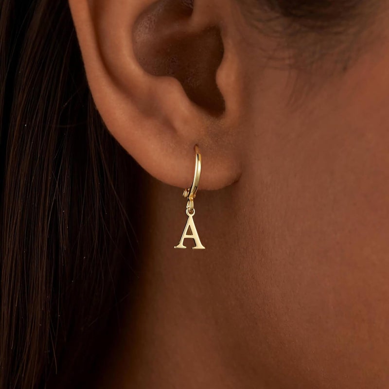 IEFWELL Earring for Teen Girls - Initial Hoop Earrings, Hypoallergenic Small 14K Gold Plated Huggie Hoop Earring, Dangle Earrings for Women Girls Jewelry Gifts for Women Mom - Image 2